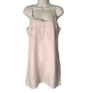 Valentina Naldi Linen Lace‎ Detail Spaghetti Strap Mini Dress Blush Pink Size S